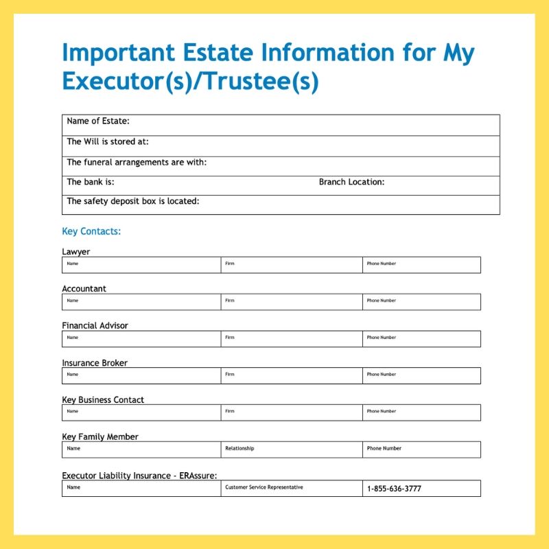 executor information template